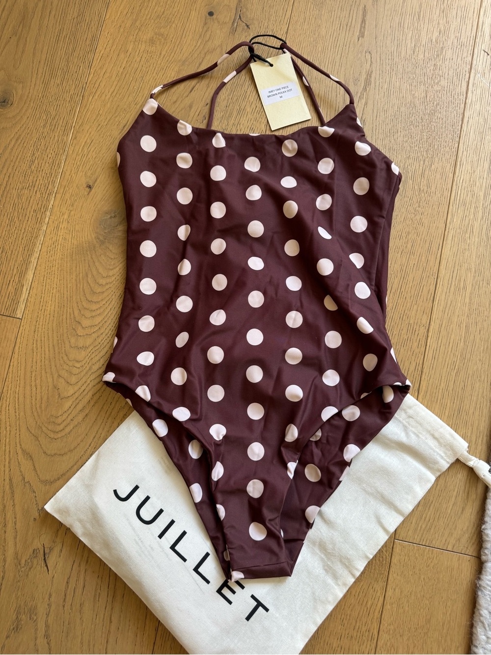 Juilliet Polka Dot One-Piece Swimsuit - Brown & Cream Imey Size medium